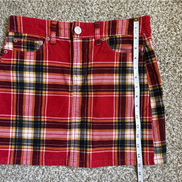 American Eagle Outfitters Red and Black Mini Skirt Plaid Casual Preppy 2 - Picture 6 of 6